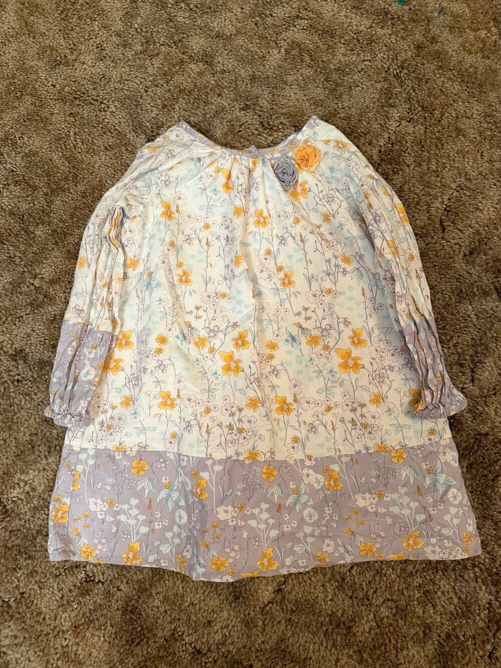 Pippa & Julie Girls Cotton Floral Long Sleeve Dress 3T Boho Chic Cottagecore